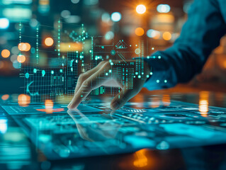 Futuristic Data Analysis Touchscreen Interface