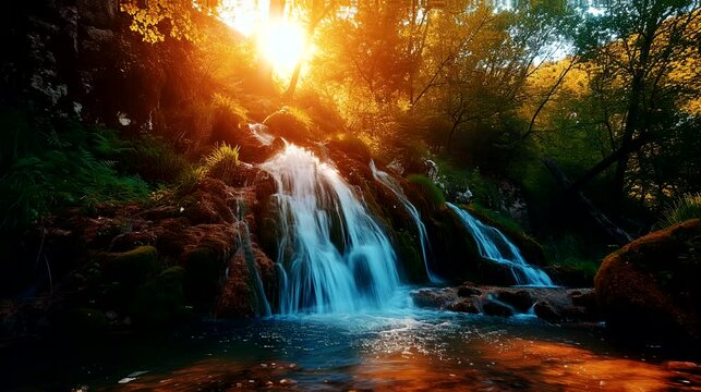 Lush Canopy Retreat: Generative AI's Waterfall Vision
