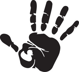 Vector of a human hand with a cut-out duck silhouette against a white background