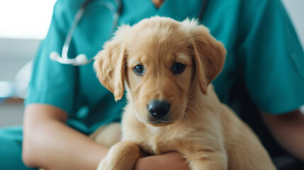 Puppy on a Veterinarian's Lap