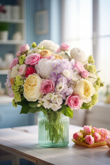 Spring and summer flowers background. Mother's Day. International Women's Day card.