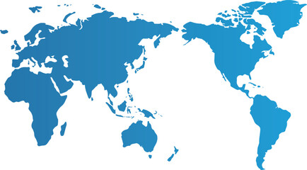 世界地図（日本中心）グラデーション