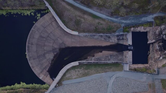 Drone footage over Sayano Shushenskaya Dam Hydroelectric power on Yenisei River in Russia