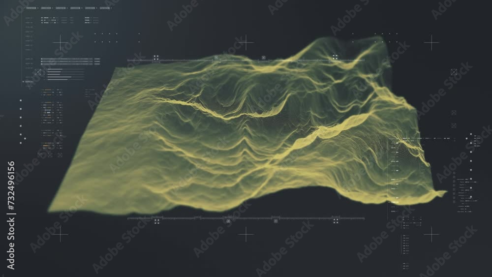 Leinwandbilder futuristic holographic terrain environment, geomorphology, topography loop motion graphic user inter