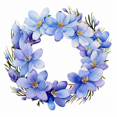 A wreath of blue crocus