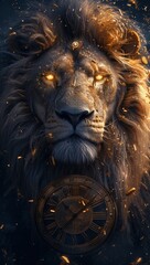 Glowing Lion's Eyes: A Clockwork Marvel Generative AI