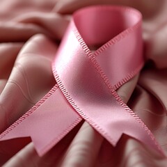 Pink Ribbon on Pink Cloth: A Symbol of Breast Cancer Awareness Generative AI