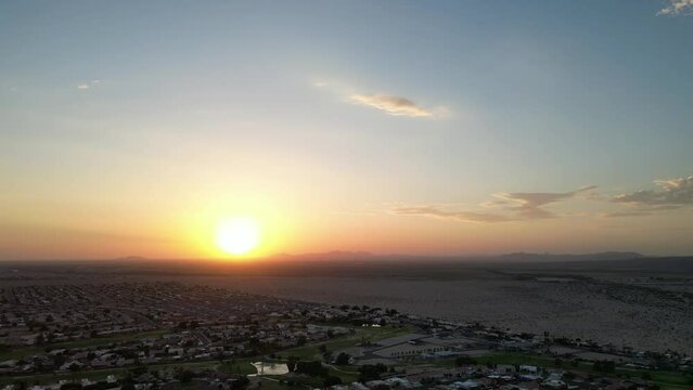 Aerial view of a beautiful sunset in Yuma, Arizona