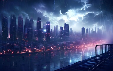 Glowing Neon Cyberpunk City A Futuristic Gaming Wallpaper in 3Drendered Illustration