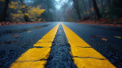  yellow line is drawn along the side of a road