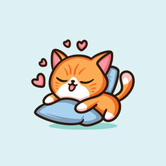 Cat Cute Sleep Animal Vector Mascot Cartoon Design illustration