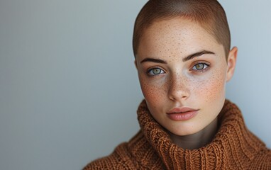 Fall's Fiery Fashion: A Redheaded Beauty in a Sweater Generative AI