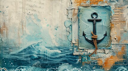 Nautical themed scrapbook with copy space