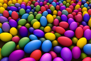 Fototapeta na wymiar Pile of Colorful easter eggs for sweet happy treats and candy festive Christian holiday season background