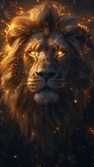 Glowing Lion: A Celebration of the Lion King's Birthday Generative AI