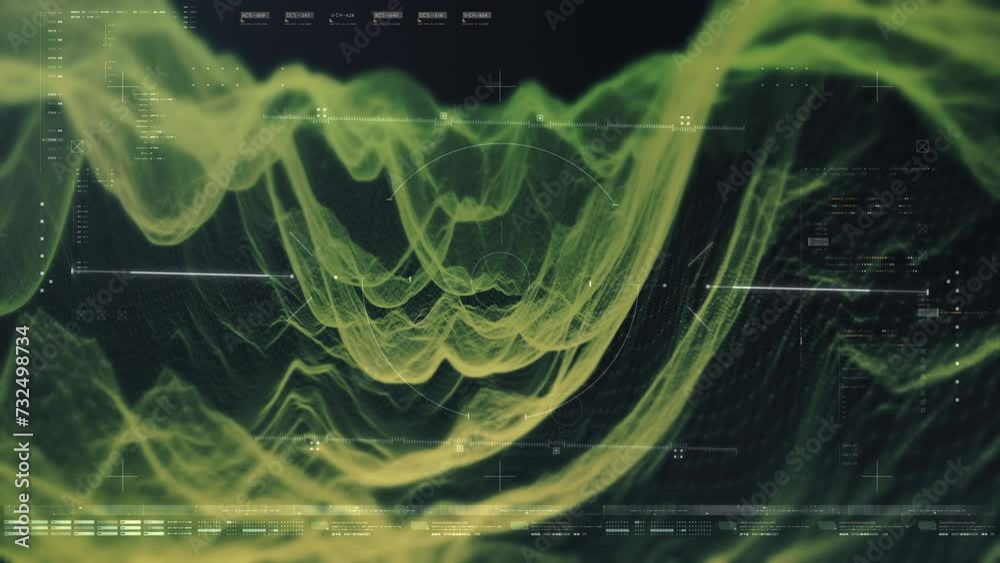 Fototapete futuristic holographic terrain environment, geomorphology, topography loop motion graphic user inter
