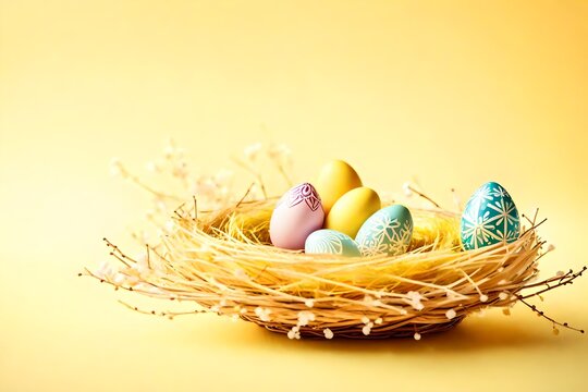 easter eggs on solid background