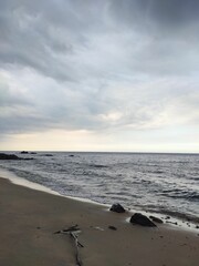 Fototapeta na wymiar Idyllic beach during overcast weather