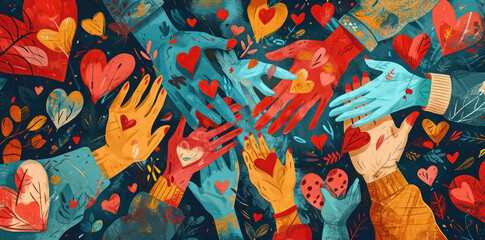 Helping Hand: A Symbol of Love and Support in a Community. - obrazy, fototapety, plakaty