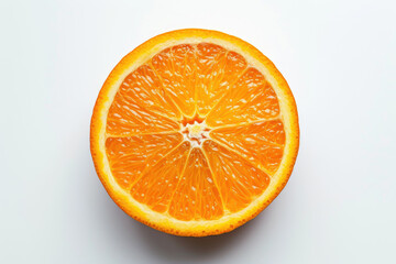 Close-Up View of a Juicy Orange Half Isolated on a White Background This image showcases a vibrant...
