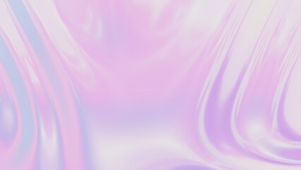 Obraz premium 3d abstract pink holographic background. Groovy Smooth wave surface with ripples and folds y2k. Chrome shine cloth fabric silk liquid morph texture.