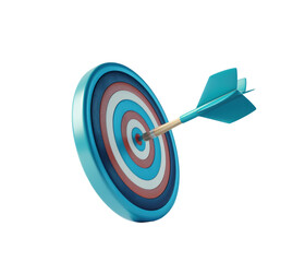 Dartboard bulls-eye with darts hitting the target in a business success concept illustration, financial business targeting planning to winner concept.