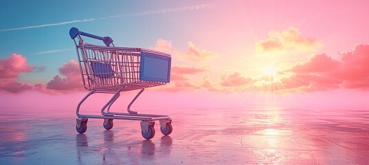 Shopping Cart Sunset Generative AI