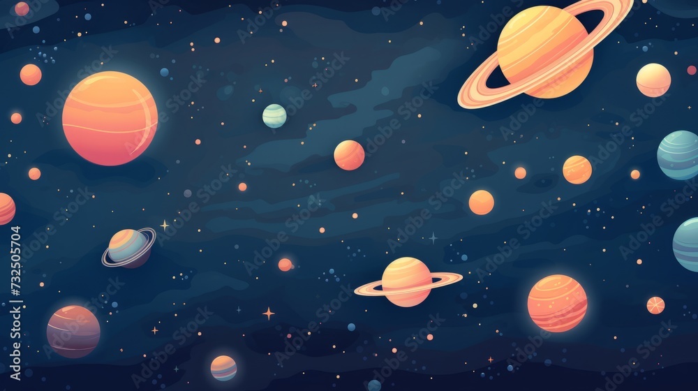 Canvas Prints vibrant flat vector space background: adorable starry template in outer space
