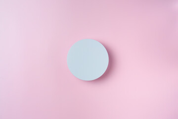 White round podium pedestal cosmetic beauty product presentation empty mockup on pink background