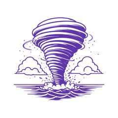 Vector Illustration of Tornado over the Sea.