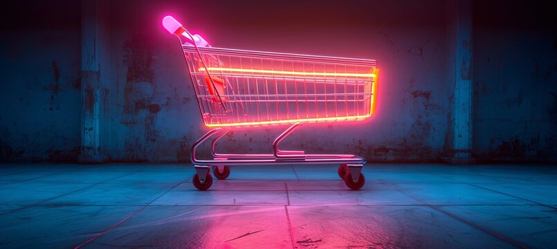 Neon Shopping Cart: A Glowing Retail Experience Generative AI