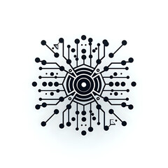 Abstract Digital Network Icon. An isolated abstract illustration of a digital network icon in black and white, symbolizing connectivity, data, and technology concepts.