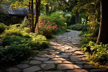Stone walk path in the garden.