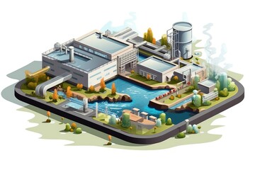 Obraz premium Waste processing and water treatment plant. Recycling and ecology concept.