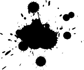 black ink brushed splash splatter on white background