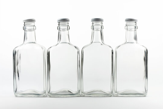 Clear glass bottles in a front view