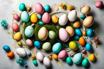 Fototapeta na wymiar chocolate easter eggs in basket
