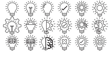 Fototapeta na wymiar Idea lightbulb icon. Inspiration creativity lamp vector icon collection, icon set, Lamp line icon set. Idea lamp icon collection. Flat style - stock vector.