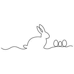 Continuous single line art drawing of Easter Bunny and Cute rabbit vector