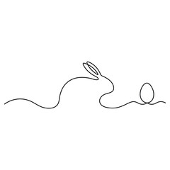 Continuous single line art drawing of Easter Bunny and Cute rabbit vector