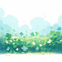 Serene Clover Field Illustration