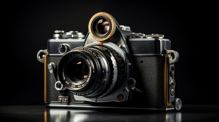 Fototapeta na wymiar Vintage camera - retro photography equipment on dark background