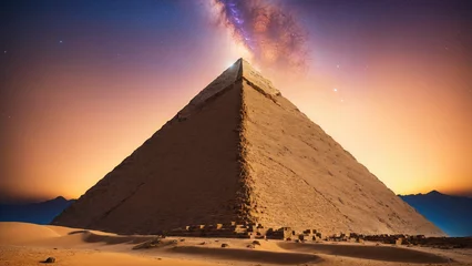 Foto op Canvas an amazing view of a great pyramid with space and stars in the sky © Cameron Schmidt