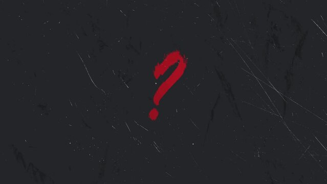 A looping gritty grunge style motion graphic animation with a Question Mark ? Symbol Logo in 4k UHD 30p