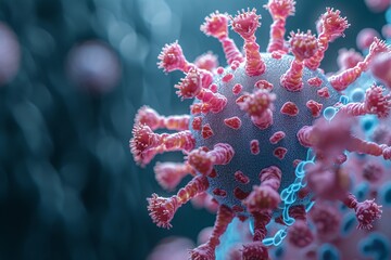 Fototapeta premium Pink Petals: A Flower-like Virus in the Spotlight Generative AI