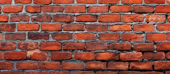 A detailed view of a brick wall showcasing numerous orange bricks arranged in a rectangular pattern. The thick composition exudes the beauty and durability of this iconic building material.