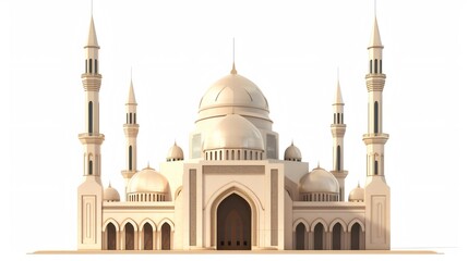 illustration of a mosque with a dome, for islam or muslim day, isolated on white background
