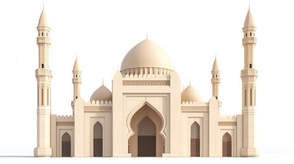 Obraz premium illustration of a mosque with a dome, for islam or muslim day, isolated on white background