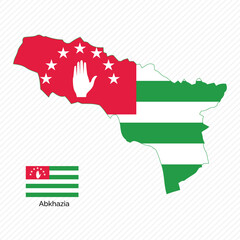 Map and flag of Abkhazia. Republic of Abkhazia vector. Vector illustration with abkhazian national flag with shape of Abkhazia map (simplified). Volume shadow on the map