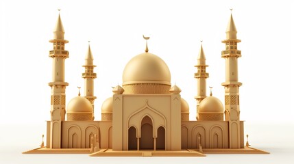 Obraz premium illustration of a mosque with a dome, for islam or muslim day, isolated on white background